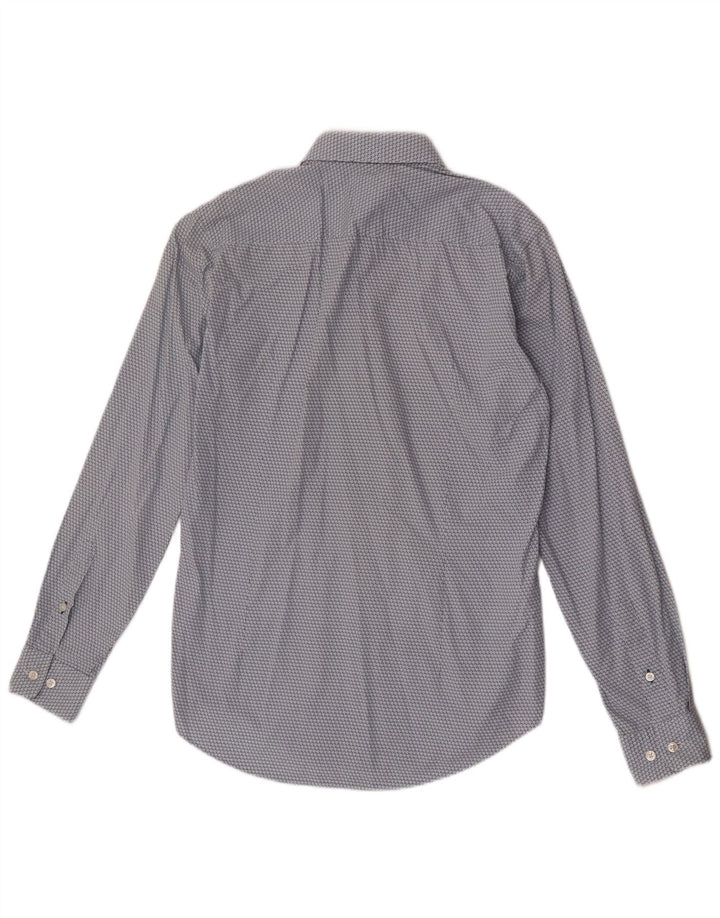 Hugo Boss Mens Abstract Pattern Slim Fit Shirt Small Blue Cotton