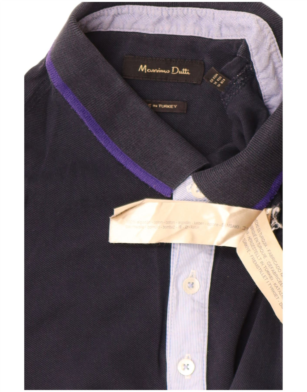 MASSIMO DUTTI Mens Polo Shirt XL Navy Blue Cotton