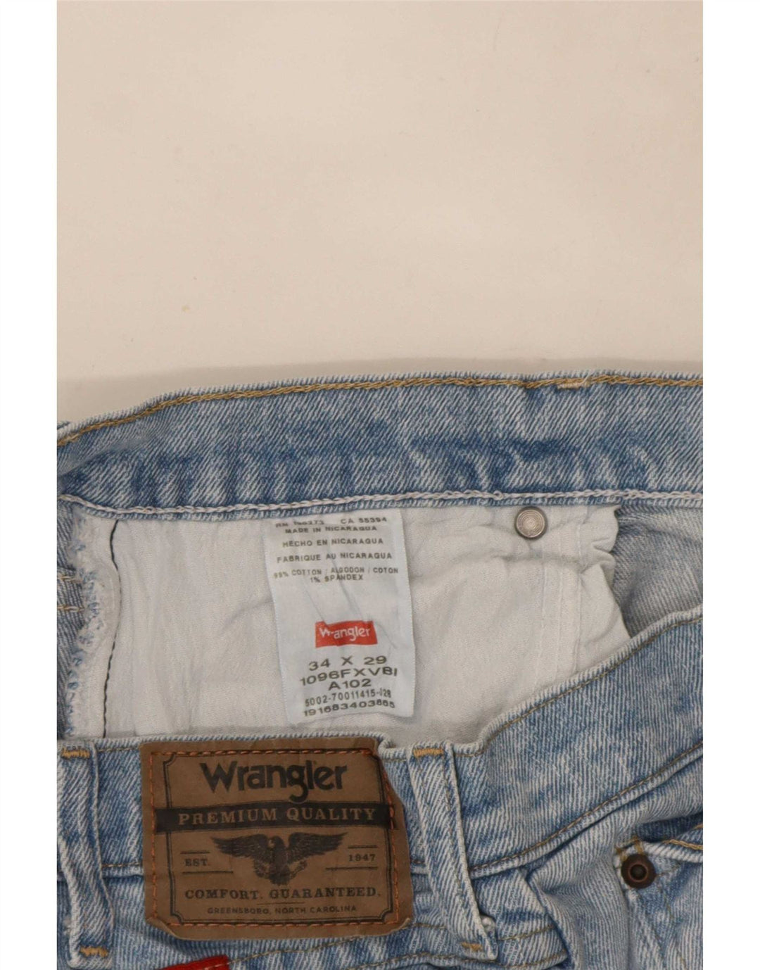 Wrangler Mens Cropped Jeans W34 L23 Blue Cotton