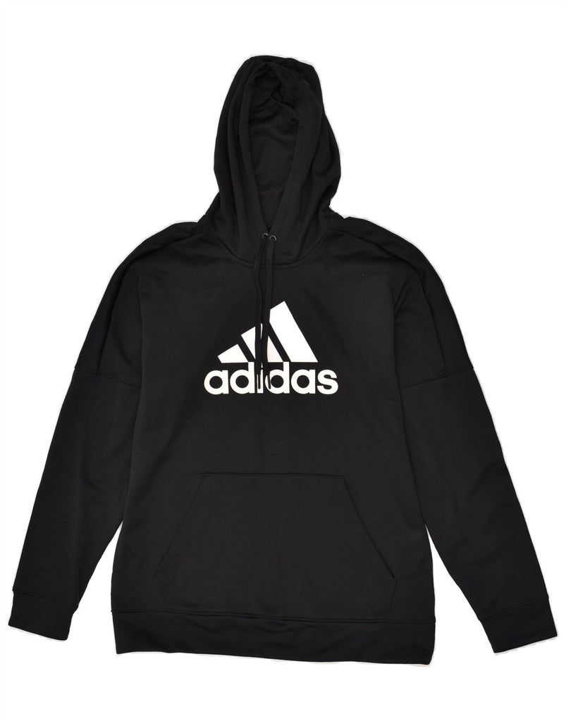 ADIDAS Mens Graphic Hoodie Jumper Large Black Polyester | Vintage Adidas | Thrift | Second-Hand Adidas | Used Clothing | Messina Hembry 