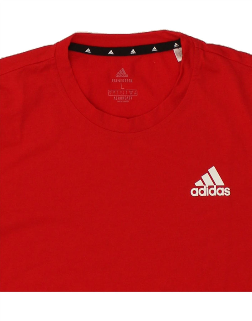 ADIDAS Mens Aeroready T-Shirt Top Large Red Cotton Vintage Adidas and Second-Hand Adidas from Messina Hembry 