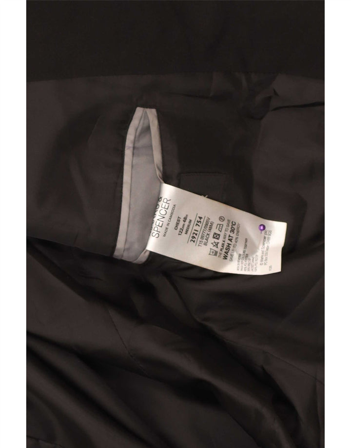 Marks & Spencer Mens 2 Button Blazer Jacket UK 48 2XL Black Polyester