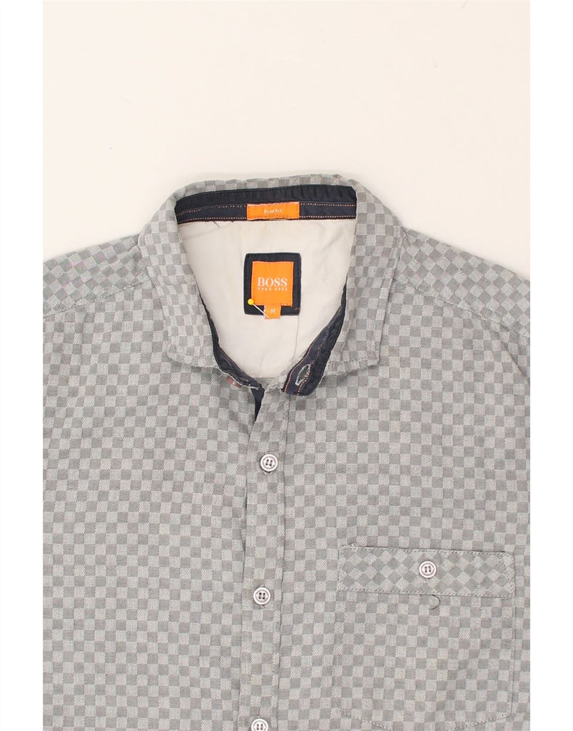 HUGO BOSS Mens Slim Fit Shirt Medium Grey Geometric | Vintage Hugo Boss | Thrift | Second-Hand Hugo Boss | Used Clothing | Messina Hembry 