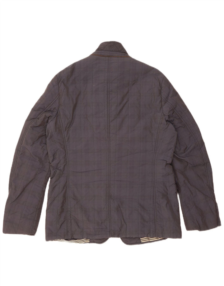 Massimo Dutti Mens Utility Jacket UK 40 Large Navy Blue Check Acetate