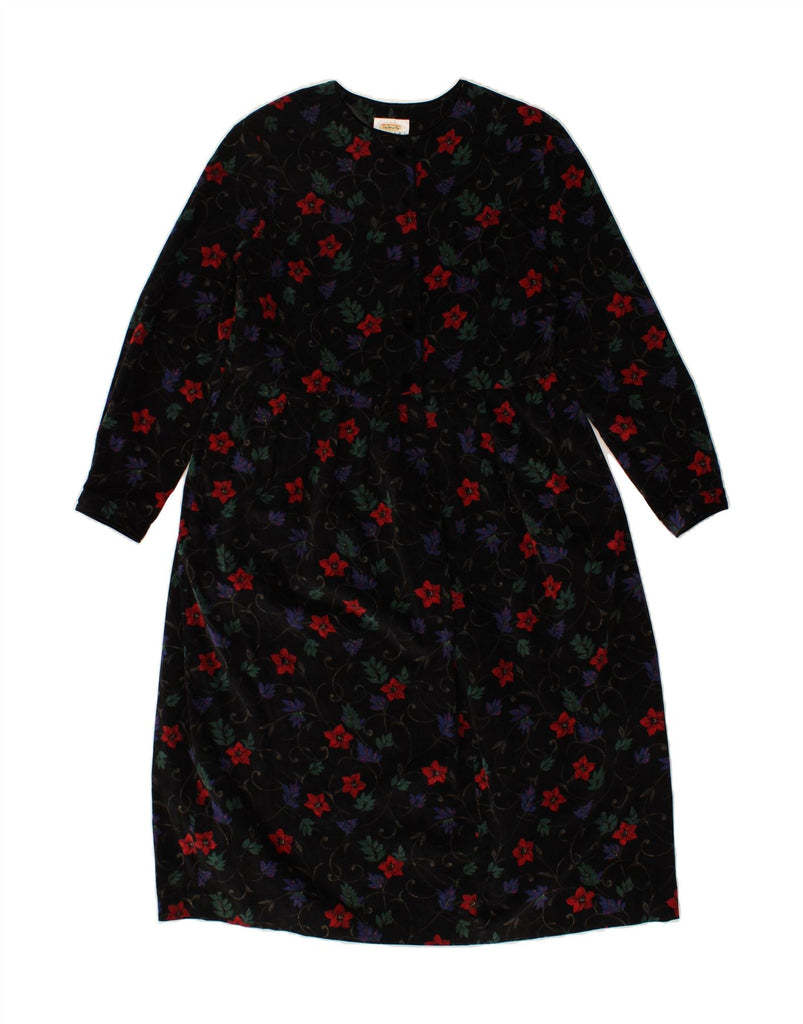 TALBOTS Womens Basic Dress UK 14 Large Black Floral Cotton Vintage Talbots and Second-Hand Talbots from Messina Hembry 