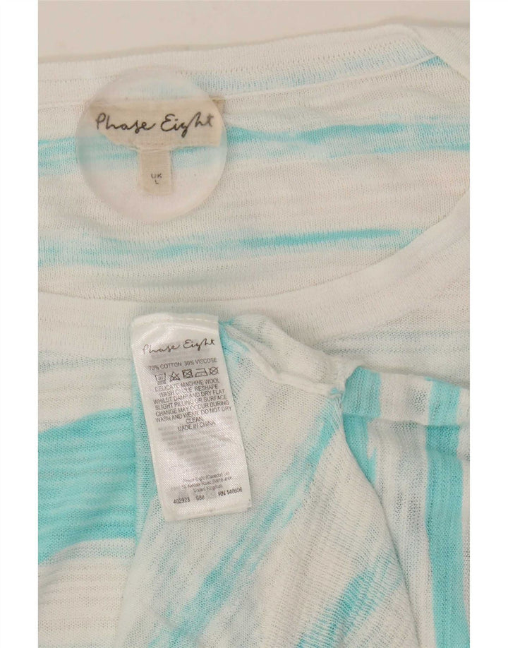 Phase Eight Womens Oversized Top 3/4 Sleeve UK 16 Large White Striped