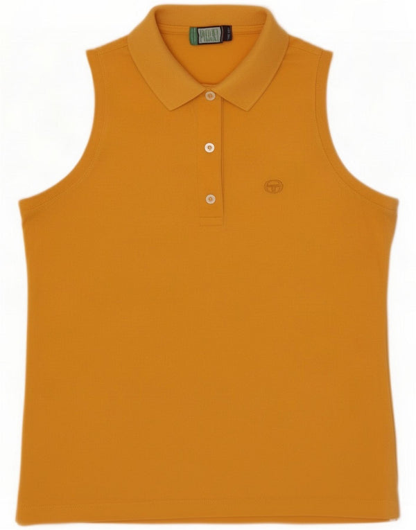 Sergio Tacchini Womens Sleeveless Polo Shirt UK 14 Large Yellow