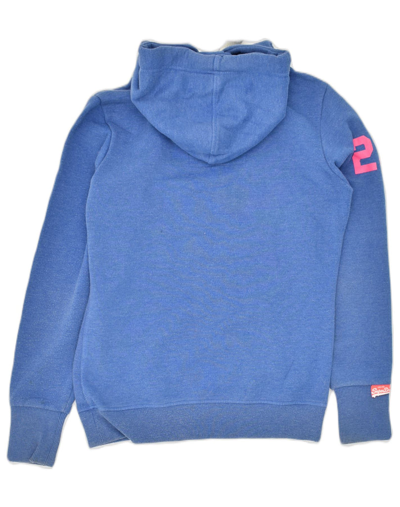 SUPERDRY Womens Graphic Hoodie Jumper UK 8 Small Blue Cotton | Vintage Superdry | Thrift | Second-Hand Superdry | Used Clothing | Messina Hembry 