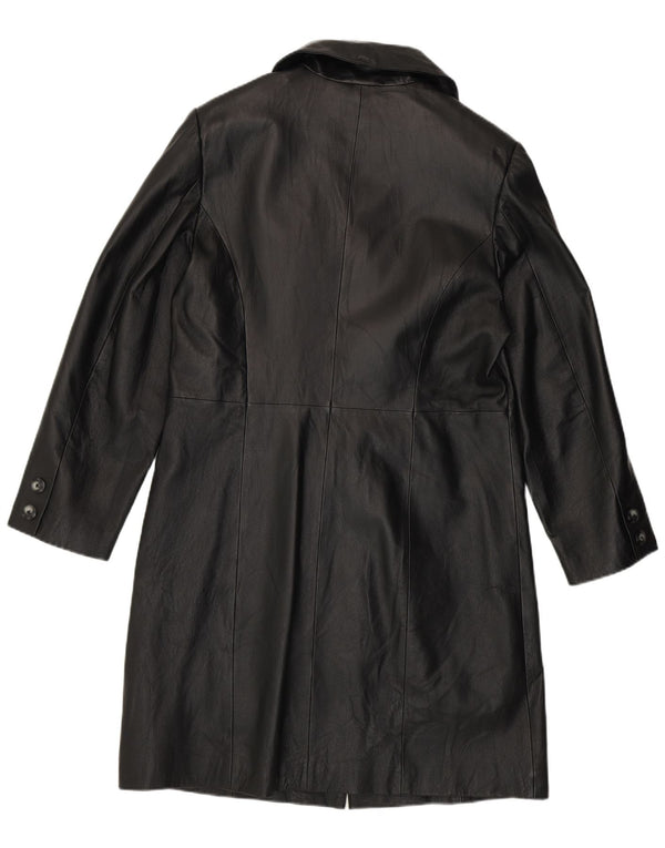 Vintage Womens Leather Coat UK 14 Large Black Leather