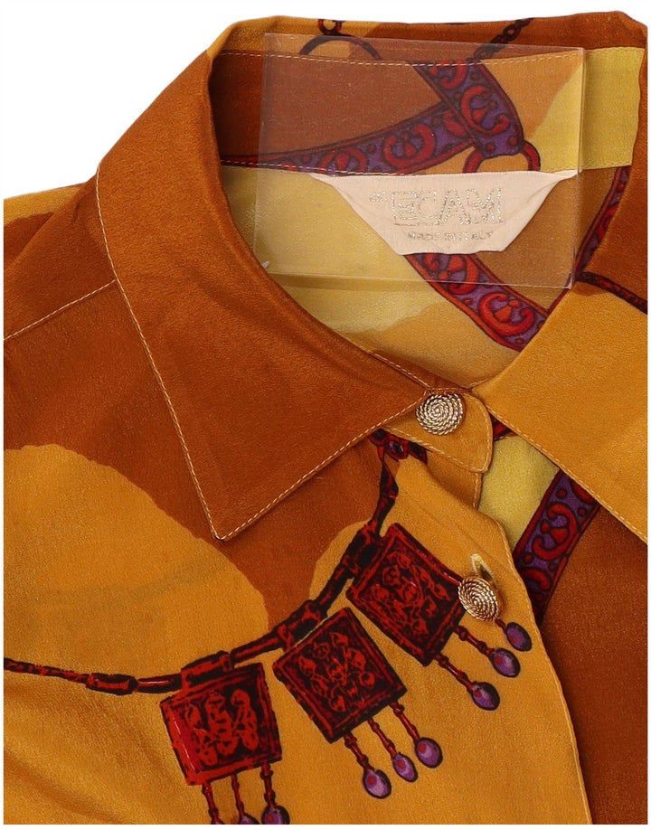 VINTAGE Womens Oversized Shirt Blouse IT 46 Large Yellow Colourblock