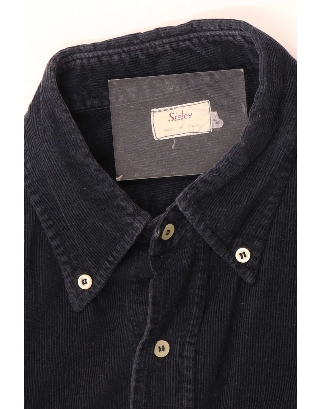 Sisley Mens Corduroy Shirt Medium Navy Blue