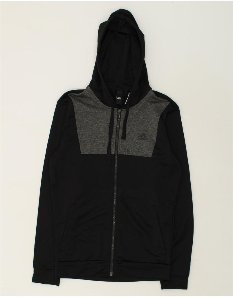 ADIDAS Mens Zip Hoodie Sweater UK 38/40 Medium Black Colourblock Polyester | Vintage Adidas | Thrift | Second-Hand Adidas | Used Clothing | Messina Hembry 