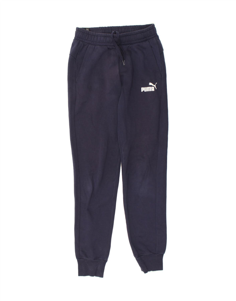 PUMA Womens Tracksuit Trousers Joggers UK 10 Small Navy Blue Cotton | Vintage Puma | Thrift | Second-Hand Puma | Used Clothing | Messina Hembry 