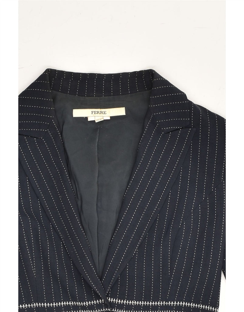 FERRE Womens 2 Piece Skirt Set IT 40 Small W30 Navy Blue Pinstripe | Vintage Ferre | Thrift | Second-Hand Ferre | Used Clothing | Messina Hembry 