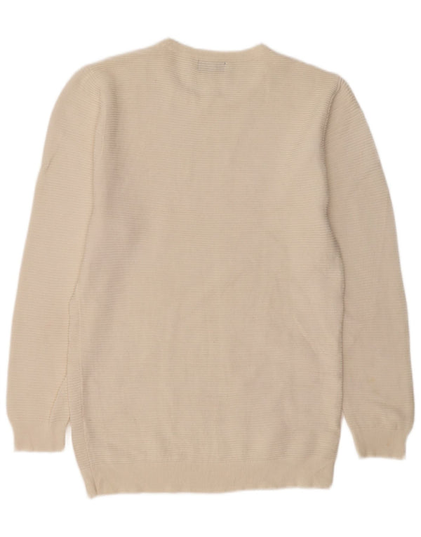 Zara Mens Crew Neck Jumper Sweater Large Off White Cotton