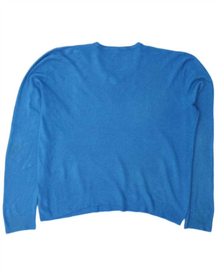 Marks & Spencer Mens V-Neck Jumper Sweater XL Blue Acrylic