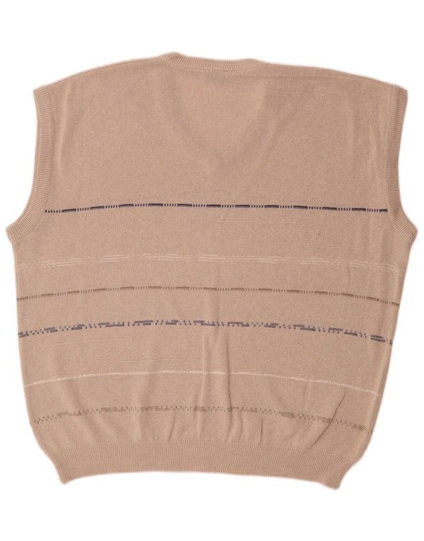 Giramondo Mens Vest Tank Top IT 58 2XL Beige Striped Cotton