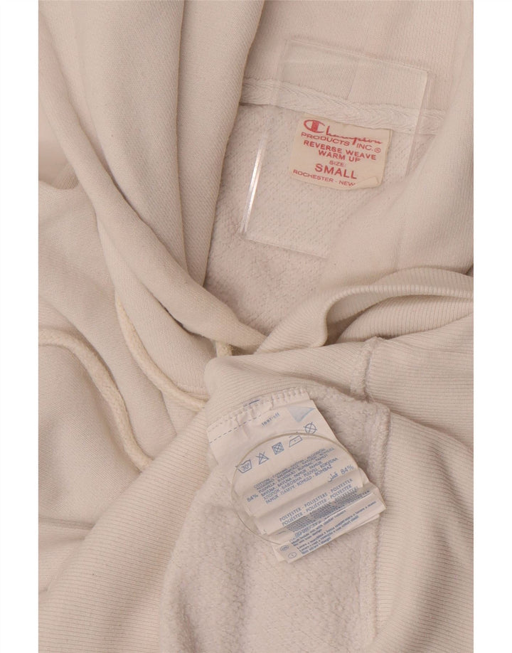 Champion Mens Hoodie Jumper Small White Cotton