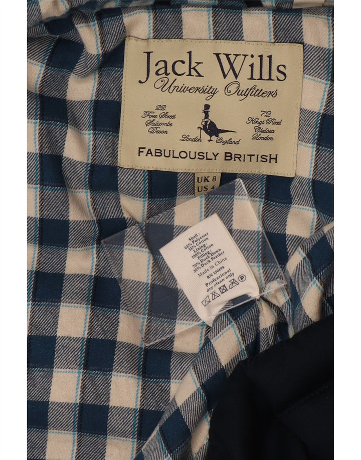JACK WILLS Womens Hooded Padded Gilet UK 8 Small Navy Blue Polyester