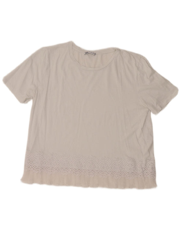 Zara Womens Blouse Top UK 16 Large White Cotton