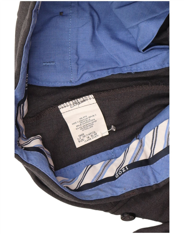 Izod Boys Slim Suit Trousers 15-16 Years W26 L29 Grey Polyester