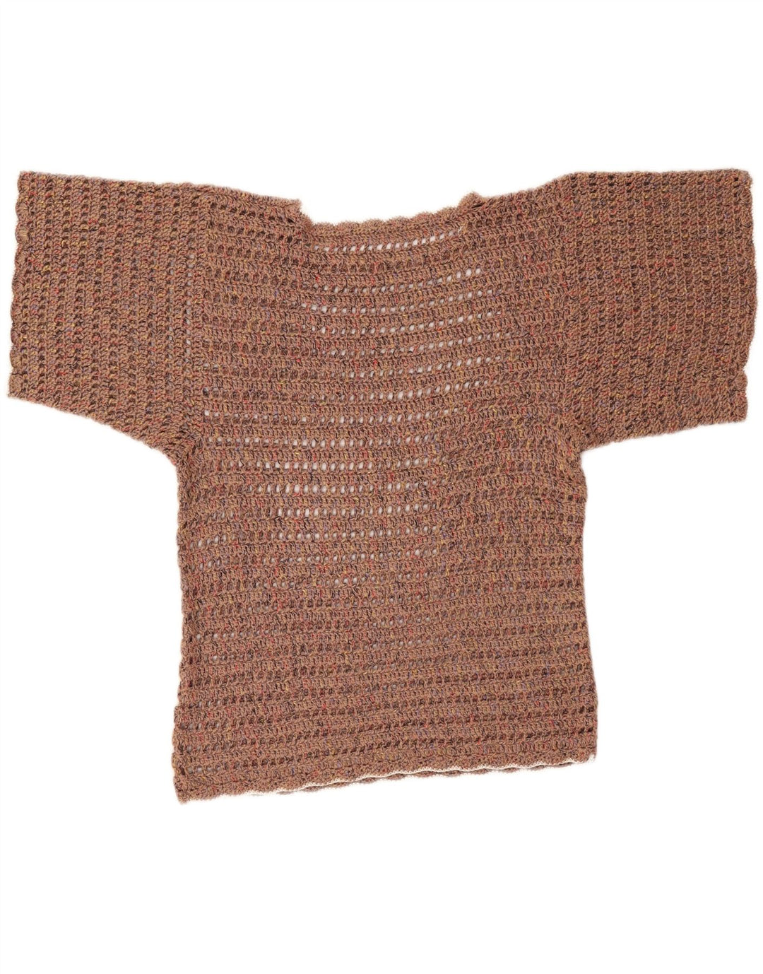Vintage Womens Crochet Blouse Top UK 18 XL Brown