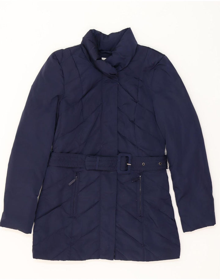 MONSOON Womens Padded Coat UK 10 Small Navy Blue Polyester