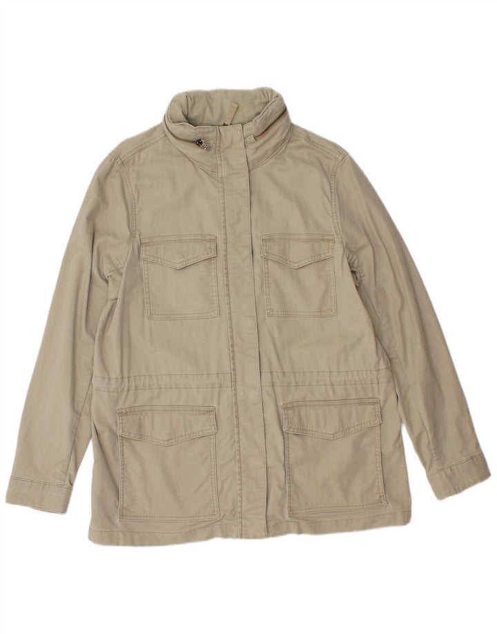 Lands End Womens Hooded Utility Jacket UK 14 Medium Green Cotton
