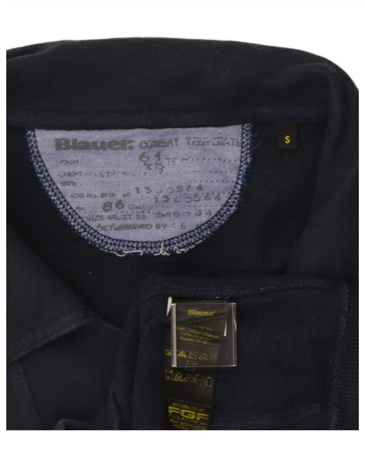 Blauer Womens Tracksuit Top Jacket UK 10 Small Navy Blue Cotton