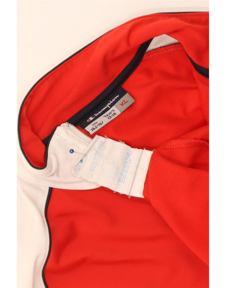 Champion Boys Tracksuit Top Jacket 13-14 Years XL Red Colourblock Polyester