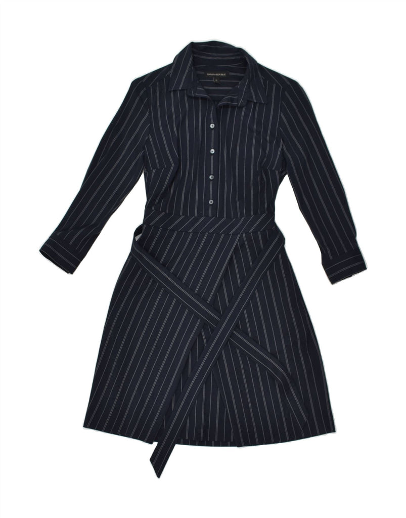 BANANA REPUBLIC Womens Long Sleeve Polo Dress US 0 XS Navy Blue Pinstripe | Vintage Banana Republic | Thrift | Second-Hand Banana Republic | Used Clothing | Messina Hembry 