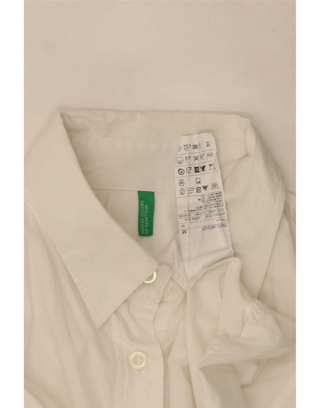 Benetton Womens Shirt UK 14 Medium White Cotton