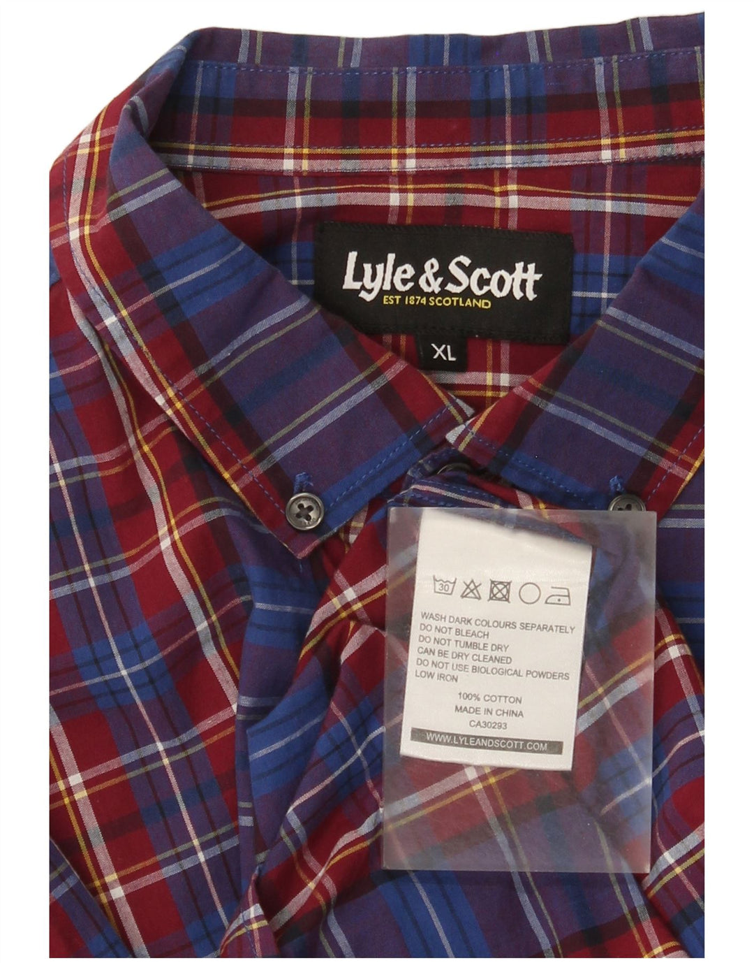 Lyle & Scott Mens Shirt XL Blue Check Cotton