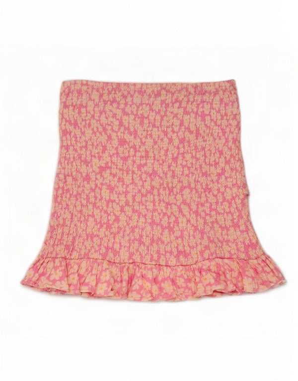 Zara Womens Mini Ruffle Skirt Small W26 Pink Floral