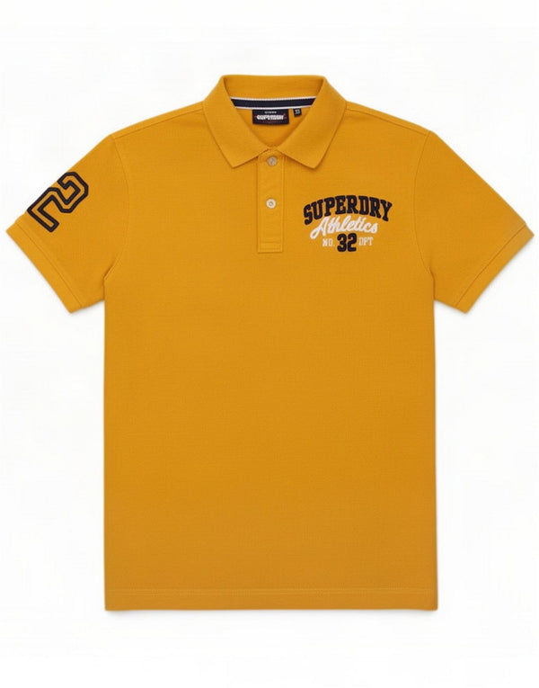 Superdry Mens Graphic Polo Shirt Small Yellow Cotton