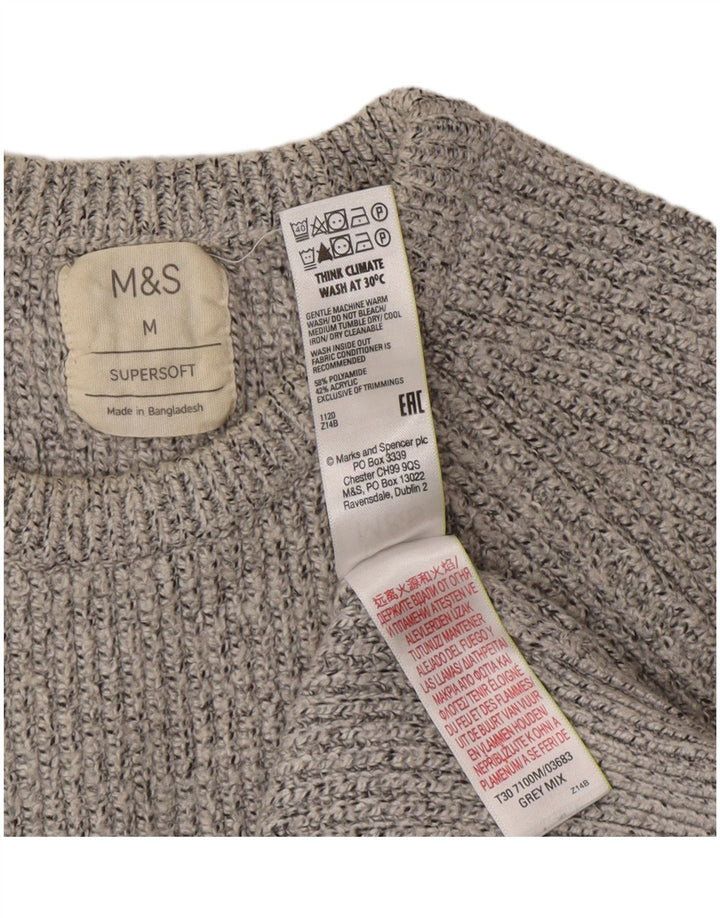 Marks & Spencer Womens Crew Neck Jumper Sweater UK 12 Medium Grey Flecked