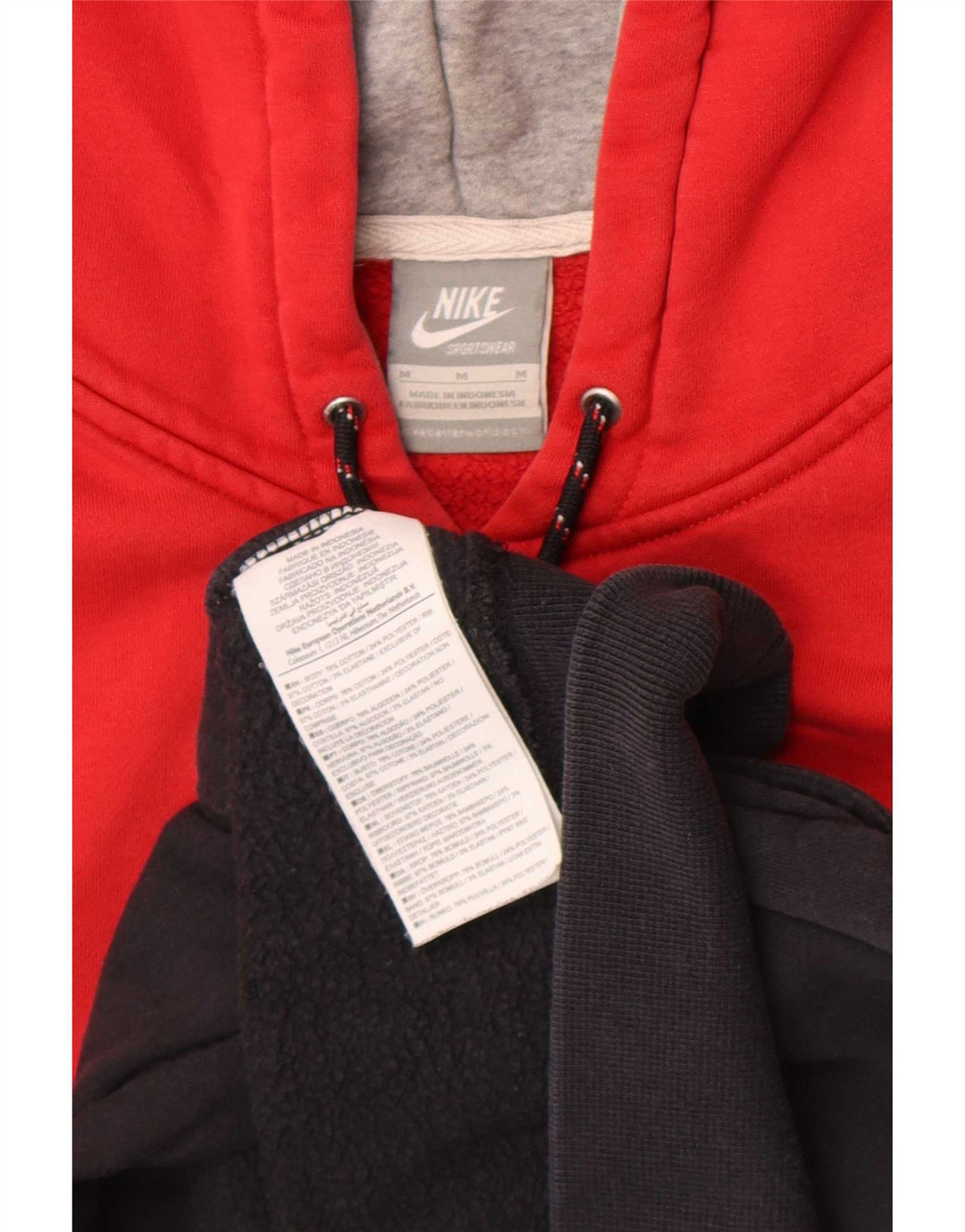 Nike Mens Regular Fit Hoodie Jumper Medium Red Colourblock Cotton