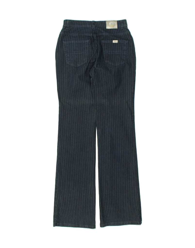 TRUSSARDI Mens Bootcut Jeans W24 L33 Navy Blue Pinstripe Cotton | Vintage Trussardi | Thrift | Second-Hand Trussardi | Used Clothing | Messina Hembry 