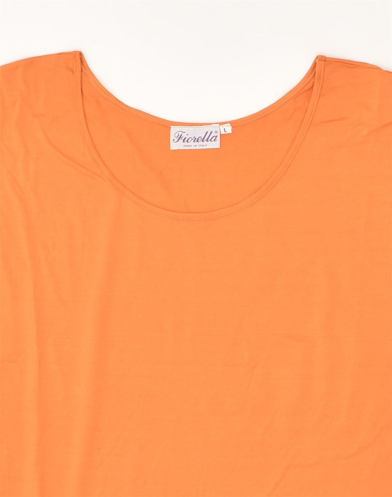 FIORELLA Womens T-Shirt Top UK 14 Large Orange Cotton | Vintage Fiorella | Thrift | Second-Hand Fiorella | Used Clothing | Messina Hembry 