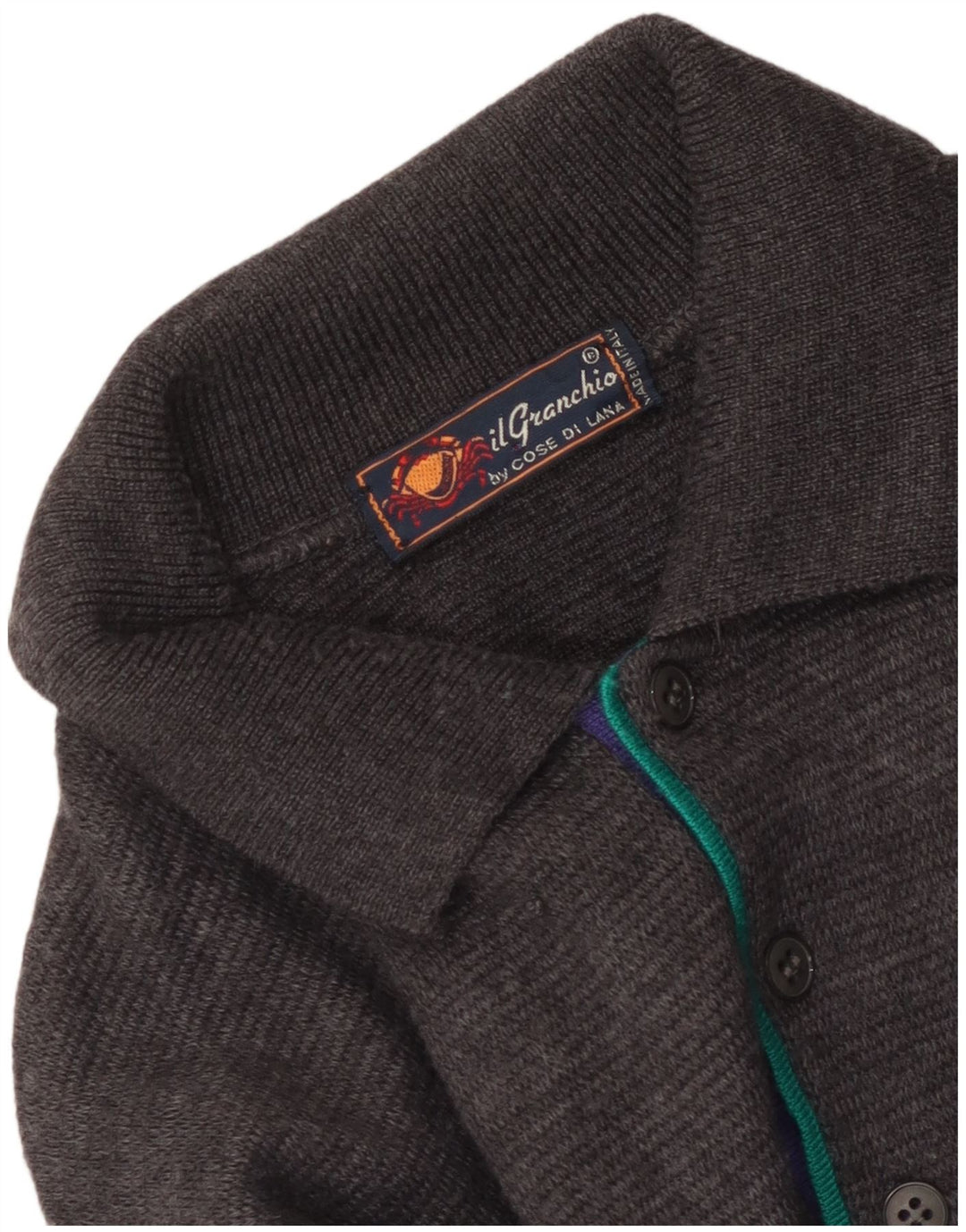 Il Granchio Mens Polo Neck Jumper Sweater Medium Grey Argyle/Diamond