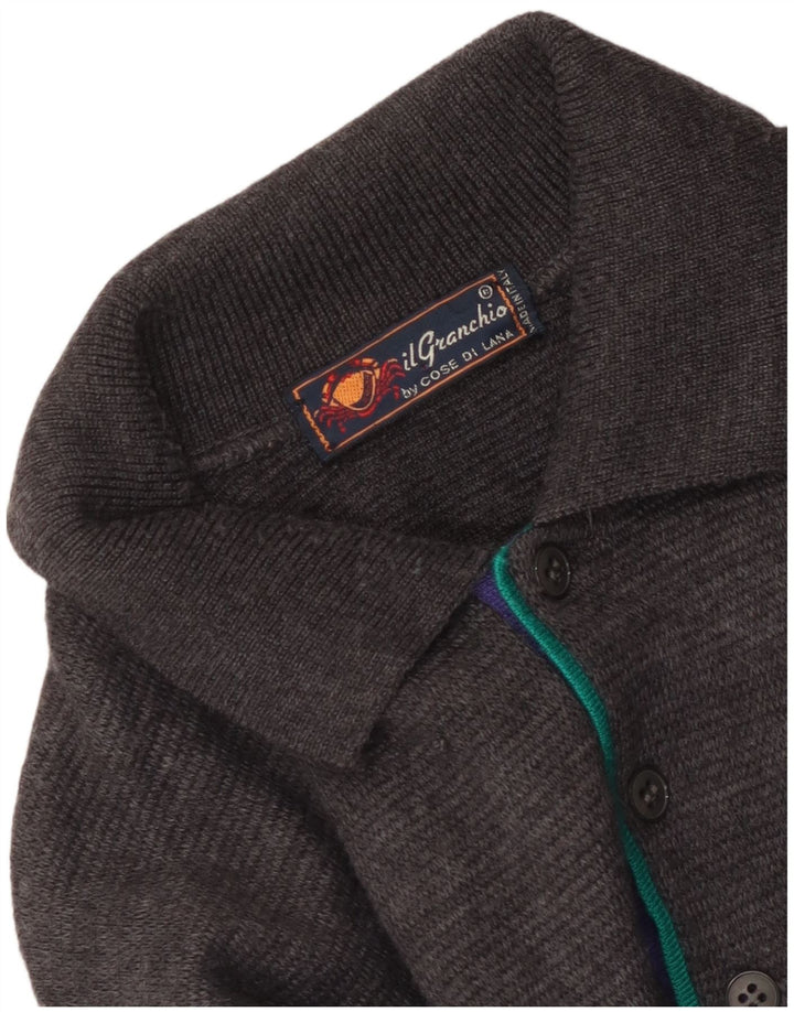 Il Granchio Mens Polo Neck Jumper Sweater Medium Grey Argyle/Diamond