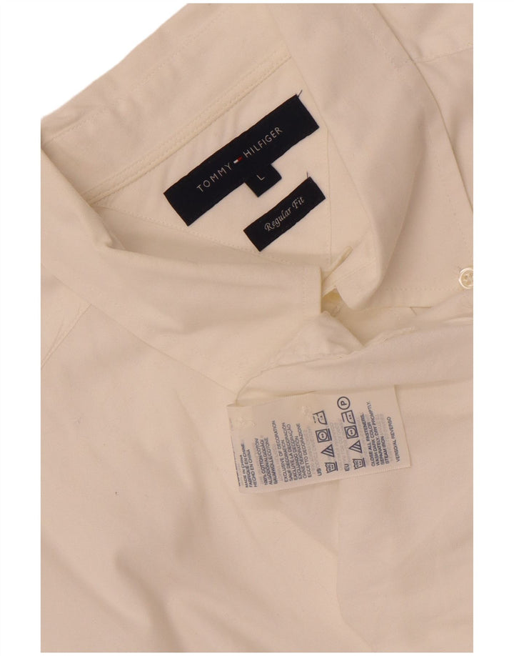 Tommy Hilfiger Mens Regular Fit Shirt Large White Cotton