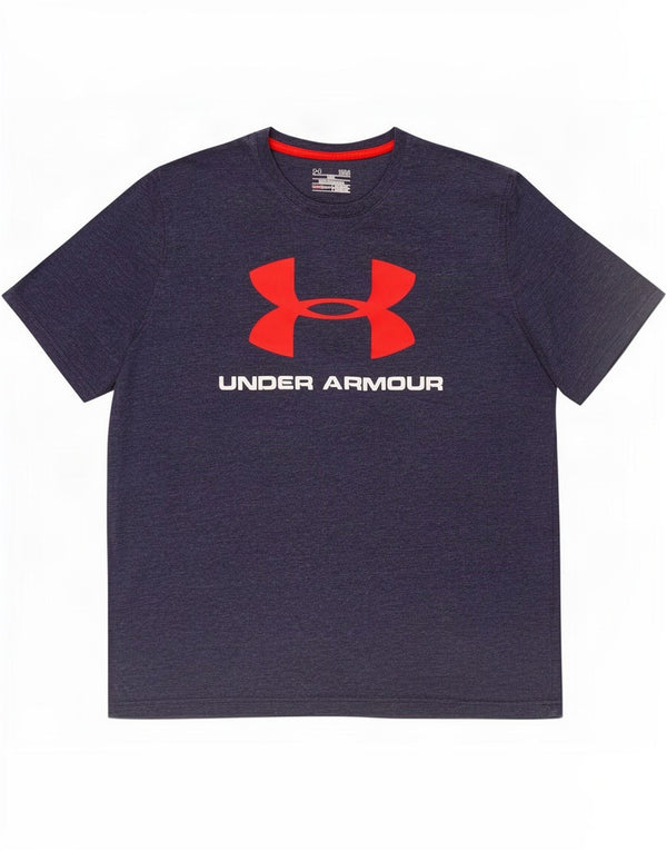 Under Armour Mens Heat Gear Graphic T-Shirt Top Large Navy Blue Cotton