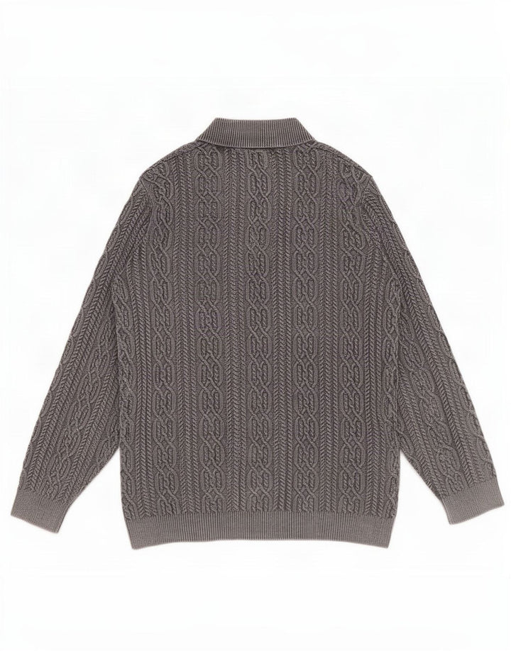 Joe Browns Mens Button Neck Jumper Sweater 2XL Grey Cotton