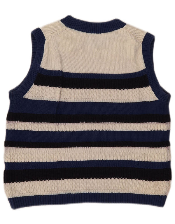Cos Womens Crop Vest Tank Top UK 6 XS Navy Blue Striped Cotton