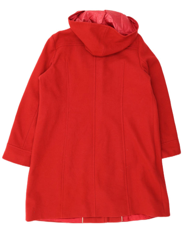 Marina Sport Womens Oversized Hooded Overcoat Size 25 Large Red Virgin Wool