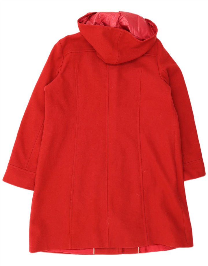 Marina Sport Womens Oversized Hooded Overcoat Size 25 Large Red Virgin Wool