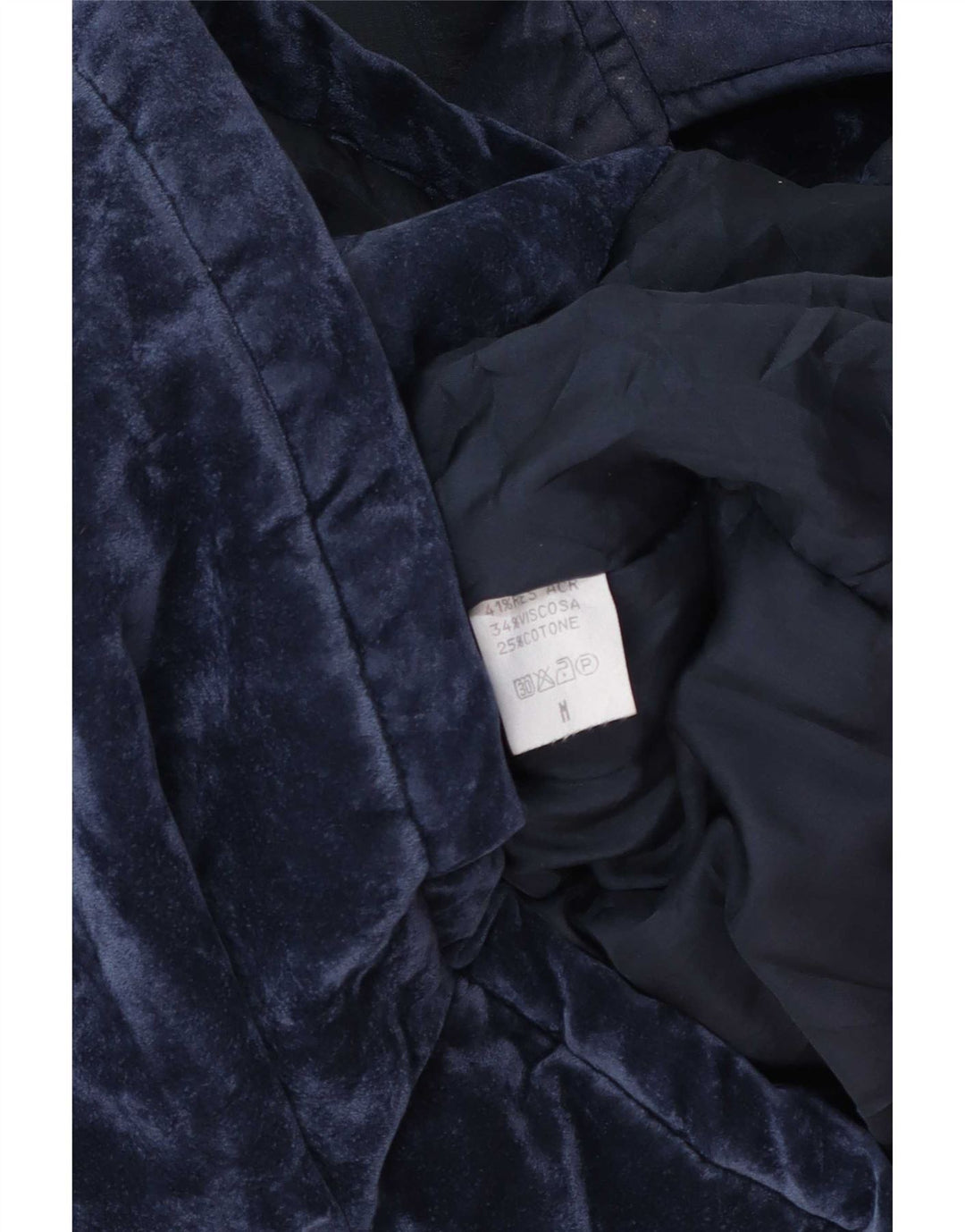 Vintage Womens Oversized Velvet Windbreaker Coat UK 14 Medium Navy Blue