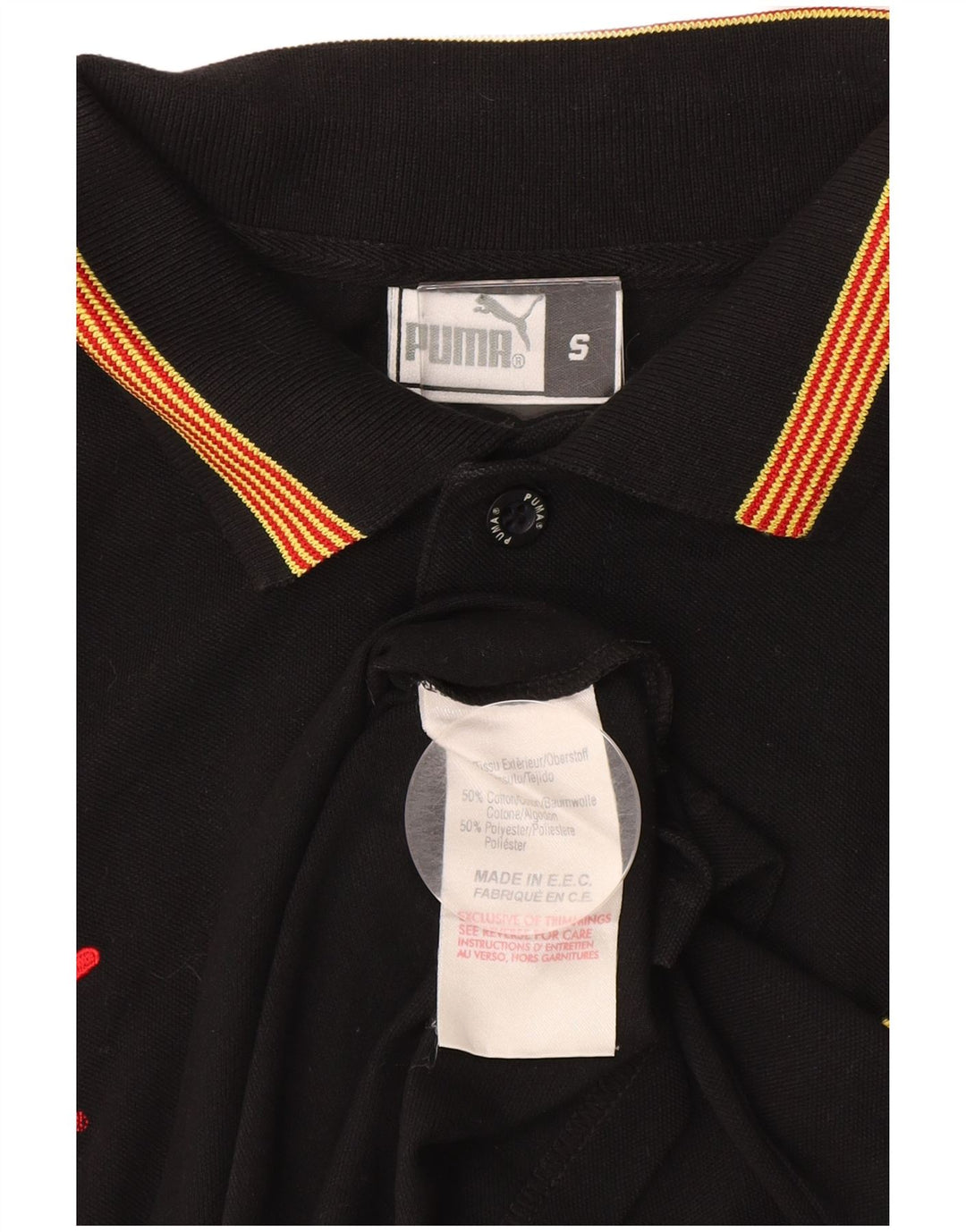 PUMA Mens Polo Shirt Small Black Cotton