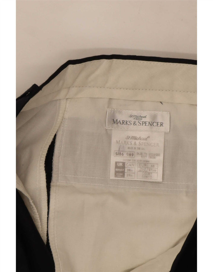 Marks & Spencer Mens Straight Suit Trousers W38 L29 Navy Blue Striped